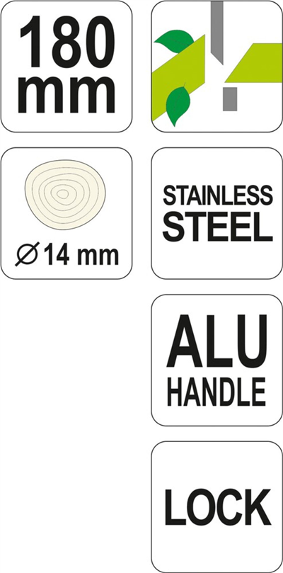Nožnice 180 mm so zámkom (priemer do 14 mm) AL rukoväte z nehrdzavejúcej ocele