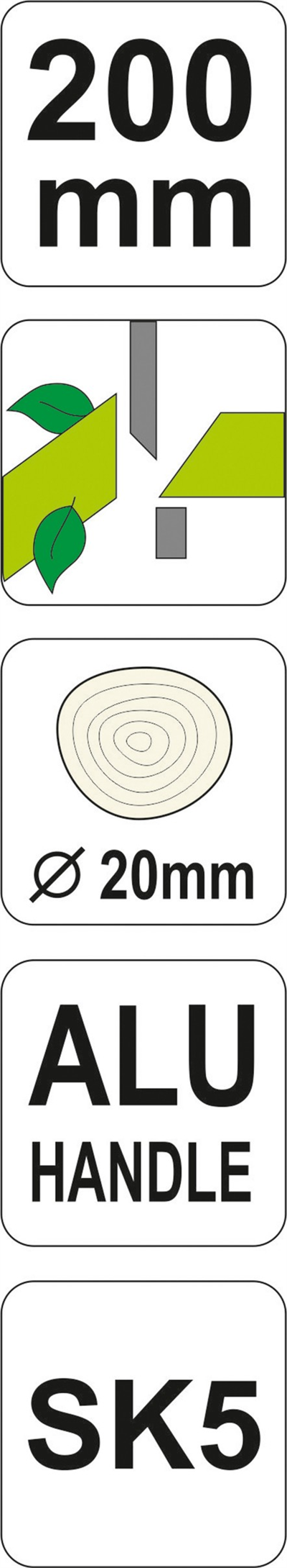 Nožnice 200 mm (do 20 mm) šikmý rez AL rukoväť