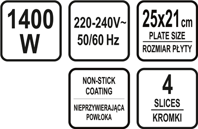 Toustovač 1400W 4 plotnový