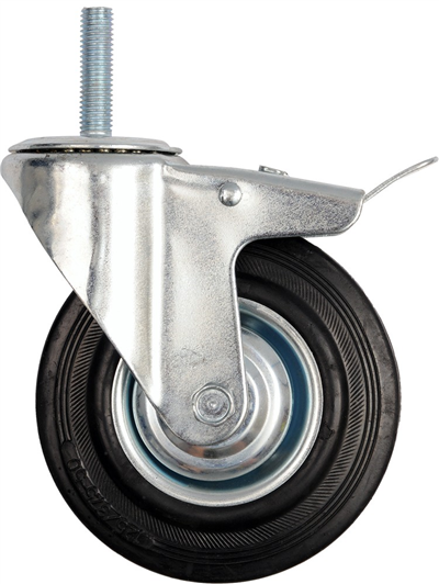 Otočné koliesko s brzdou, gumové so skrutkou 150 kg 200/44/230 mm