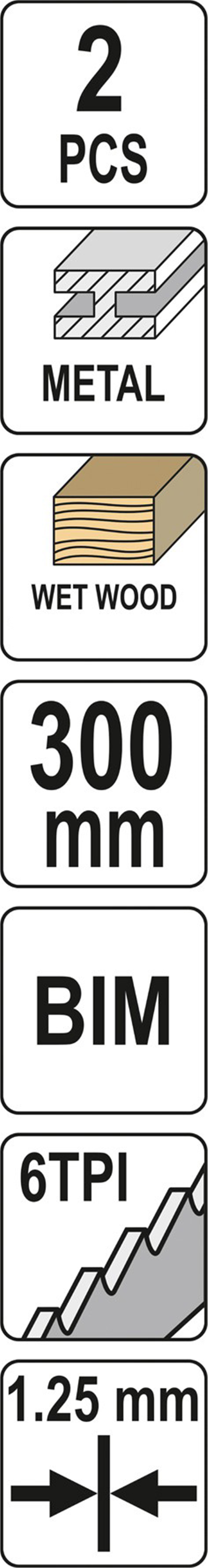 Pílové listy BIM 300MM 6TPI 2ks