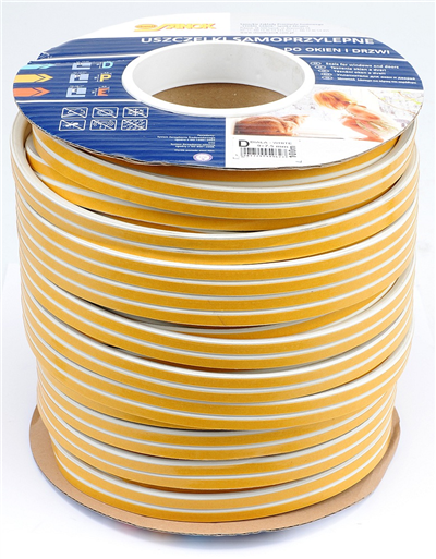 Samolepiace tesnenie okien a dverí 9x7,4mm TYP D biely 100M