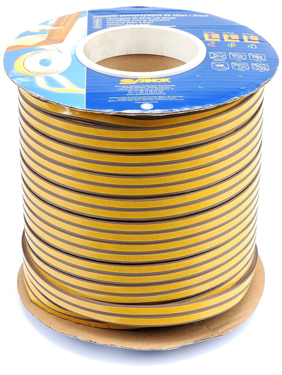 Samolepiace tesnenie okien a dverí 9x4mm TYP E hnedé 150M