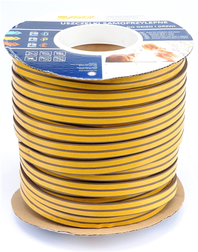 Samolepiace tesnenie okien a dverí 9x5,5mm TYP P hnedý 100M