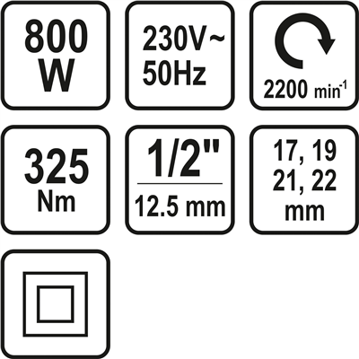 Elektrický rázový uťahovák 800 W, 325 Nm