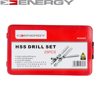 Energy NE00463 Sada špirálových vrtákov do kovu