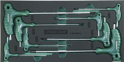 Modul pěnový - zástrčné klíče TORX s T rukojetí, T10 - T50, 8 ks - JONNESWAY H10MT08KV