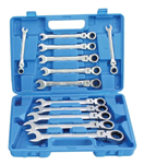 Satra S-12FGW72 Ráčnové kľúče s račňou a kĺbom, 8 - 22 mm, sada 12 kusov - SATRA