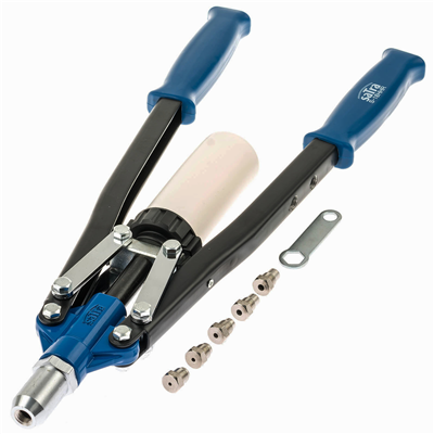 Pákové nitovacie kliešte na nity 3,2 - 6,4 mm, s adaptérmi - SATRA