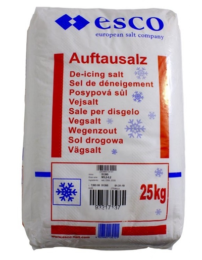Posypová sůl, hrubá, granule 3,2 – 0,2 mm, balení 25 kg