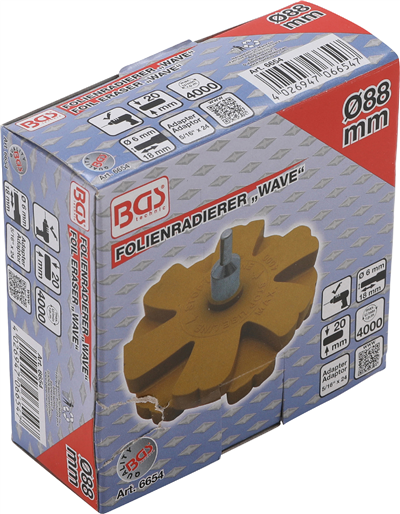 Kotúč s gumovými čepeľami Wave, na odstraňovanie fólií, priemer 88 mm, stopka 6 mm - BGS 6654