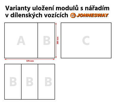 Penový modul - ploché a krížové skrutkovače, sada 10 kusov - JONNESWAY D71PS110KV
