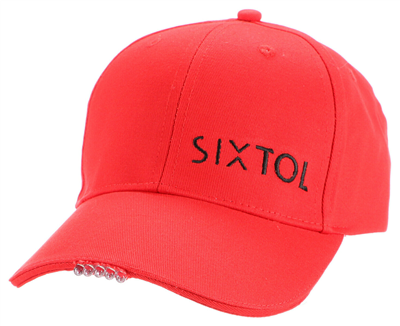 Kšiltovka s LED světlem 25 lm, nabíjecí USB, červená, univerzální velikost - SIXTOL B-CAP