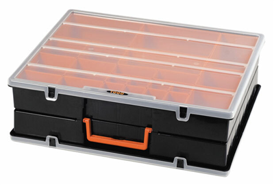 Organizér 420x350x125 mm, obojstranný, 44 priehradiek, plast