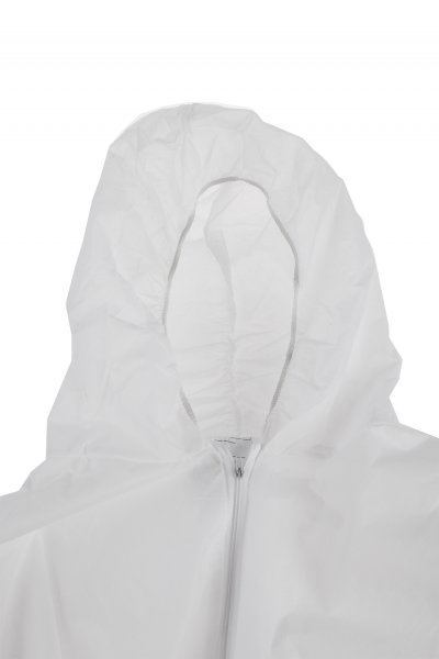 Bílý polypropyl. overal XL s kapucí