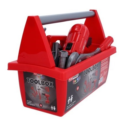 Dětská sada nářadí - AKU šroubovák, kladivo, pila, klíče, 19 dílů v přepravce - KS TOOLS