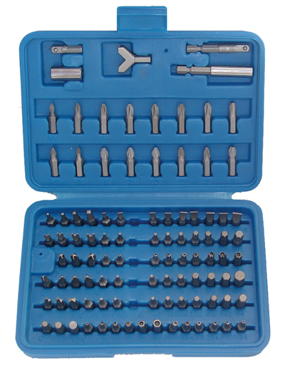 Ploché bity, krížové bity, TORX, IMBUS, XZN atď, nástavce, sada 100 kusov - BGS 765