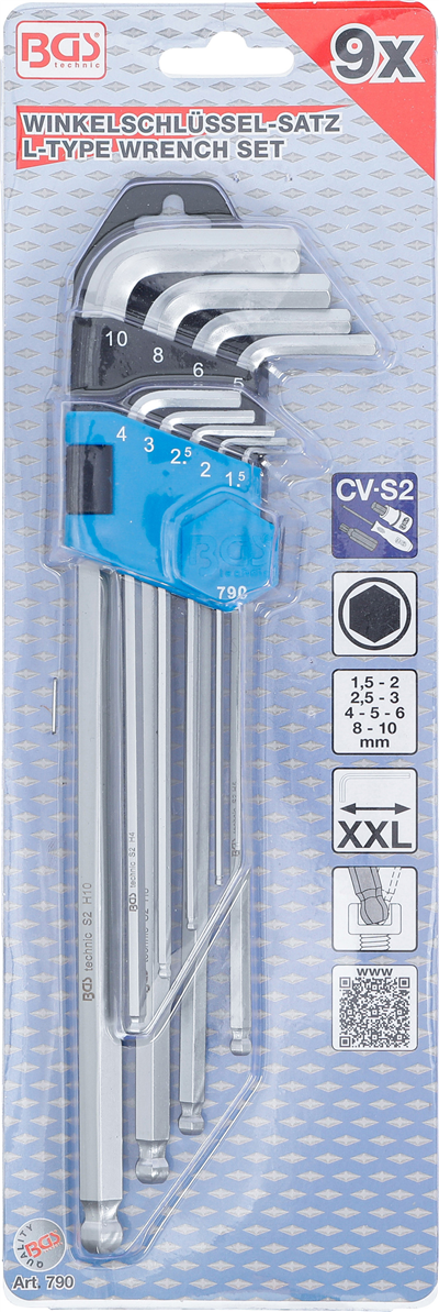 Klíče imbus, s kuličkou (9ks)- BGS 790