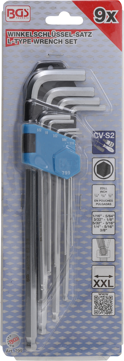 Imbusové kľúče, 9ks - BGS 799