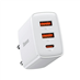 NABÍJEČKA 2 x USB + USB-C, PD, 3 A, 30 W, BÍLÁ