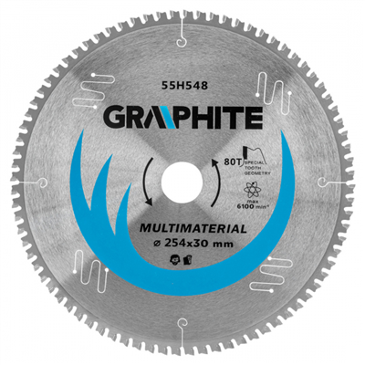 Pílový kotúč 254 x 30 mm - 80 zubov FWF Multimateriál Grafit