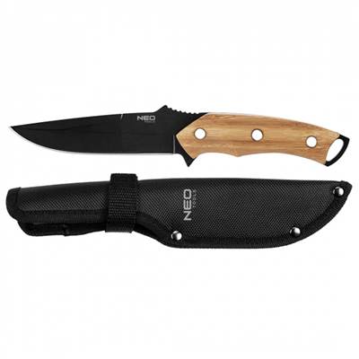 nôž čepeľ 14,5 cm, nerezová oceľ 3Cr13, bambusová rukoväť, puzdro, NEO tools