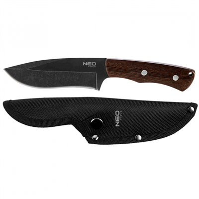 čepeľ noža 12 cm, nerezová oceľ 440ss, drevená rukoväť, puzdro, NEO tools