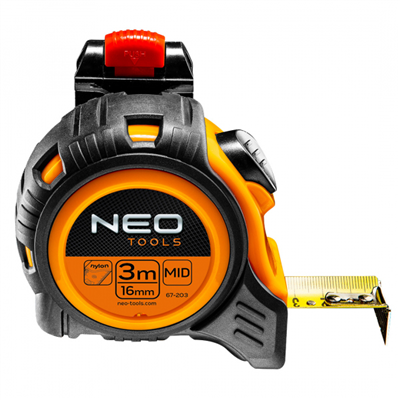 Oceľový meter 3 m/16 mm s automatickou zarážkou držiak pásky NEO tools