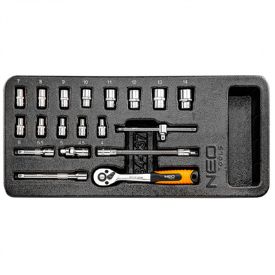 sada nástrčných hlavíc 1/4 19ks 4-14mm pre vozík NEO tools