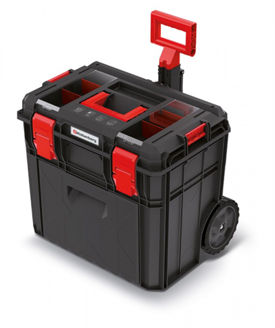 Kufr na nářadí s transp. kolečky, výsuvný box X BLOCK LOG černý 546x380x510