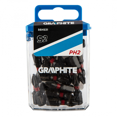 Rázový bit PH2 x 25 mm, 20 ks Grafit