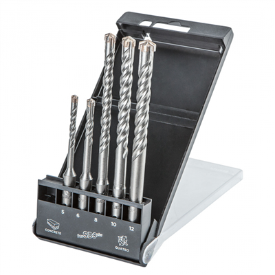 Súprava vrtákov SDS Plus 5 ks - 5, 6 x 110 mm + 8, 10, 12 x 160 mm Graphite
