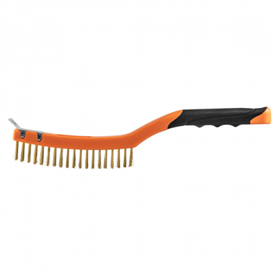 kartáč mosazný ruční 3x19,škrabka, rukojeť Nylon NEO tools
