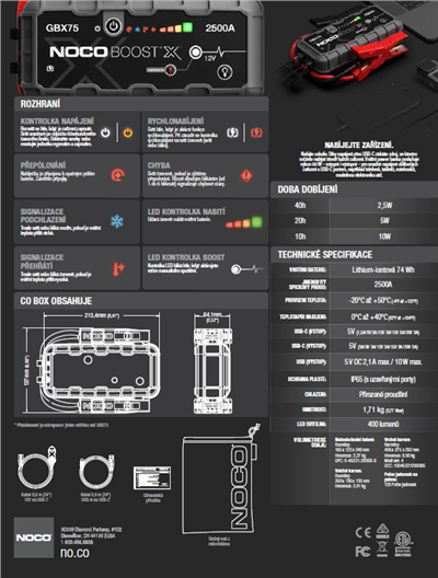startovací zdroj NOCO Boost GBX75 12V 2500A