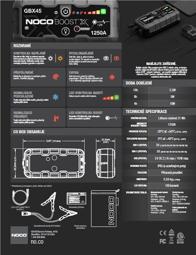 startovací zdroj NOCO Boost GBX45 12V 1250A
