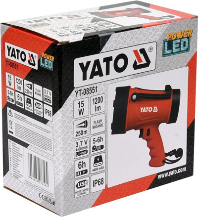 Lampa pistolová POWER LED, bezpřívodová, 3,7V Li-ion, dosvit 250m, 1200lm, IP68