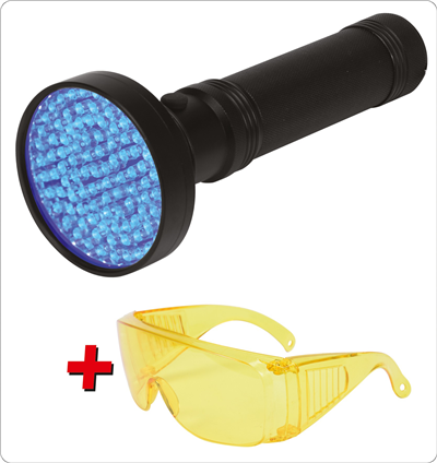 Súprava 100 LED UV lampy + okuliare