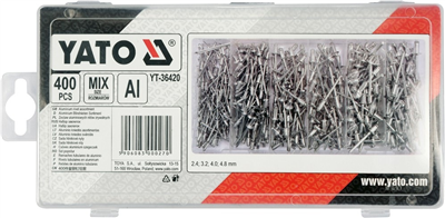 Sada hliníkových nitov 400ks (2,4, 3,2, 4,0, 4,8mm)