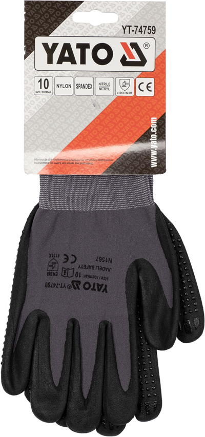 Pracovní rukavice nylon/nitril vel.10 černé