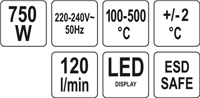 Horúcovzdušná spájkovacia stanica s LED displejom 750W