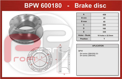 kotouč brzdový BPW SB 4345 - Profi Part, 430x300x160x335
