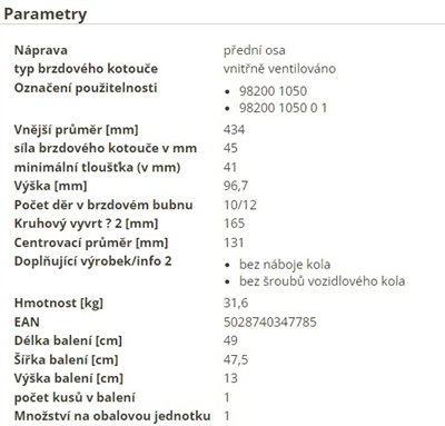 kotouč brzdový RENAULT MAGNUM. PREMIUM, 434x130x 97x165 DON