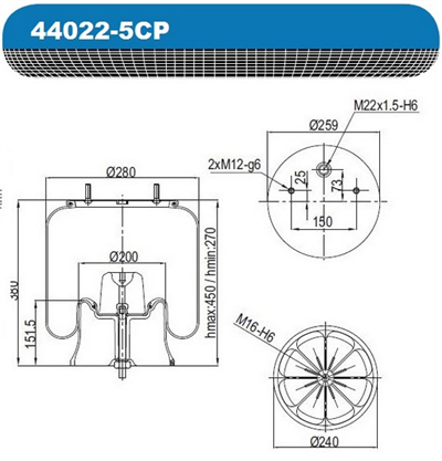 měch pérování SAF 2619V komplet - plastový zvon