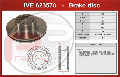 kotouč brzdový IVECO EUROCARGO 140E21 - Profi Part, 377x113x107x144