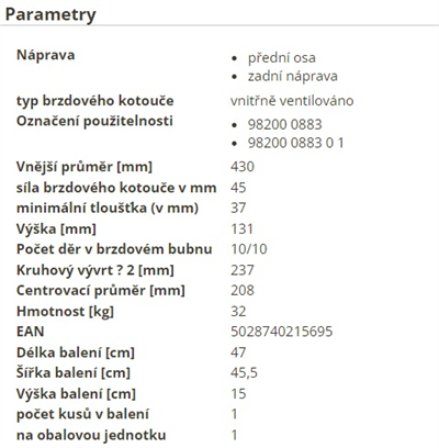 kotouč brzdový SCANIA 124-144 - 430x208x131x237 DON