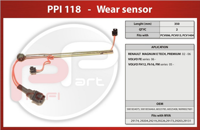 čidlo brzdových desek RENAULT Premium - Profi Part, PPI 118