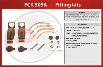 sada příslušenství brzdových desek PCK-509 pro desky PCV 131,132,1277,1329,1373, 1373N