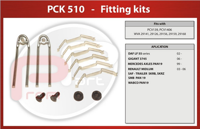 sada příslušenství brzdových desek PCK-510 pro desky PCV139, PCV1406