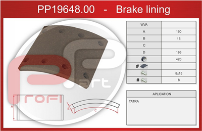 obložení brzdové Profi part T815 GR, 420x160x15 WVA 19648-00