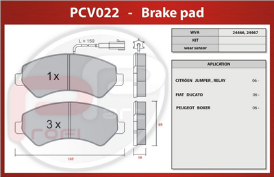 deska brzdová Profi part CITROEN ,169x69x19 ,PCV022